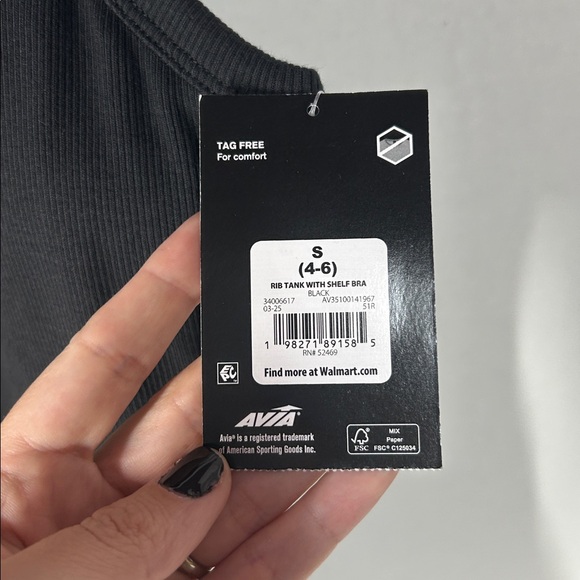 NWT AVIA Black Ribbed Tank Top (S) | Racerback - Picture 3 of 3